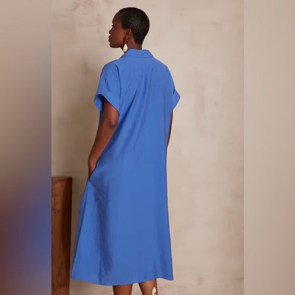 Madison 123 NAYAA SHIRT DRESS Fuscia Button-Down Shirt Dress Midi size Large - Picture 14 of 15